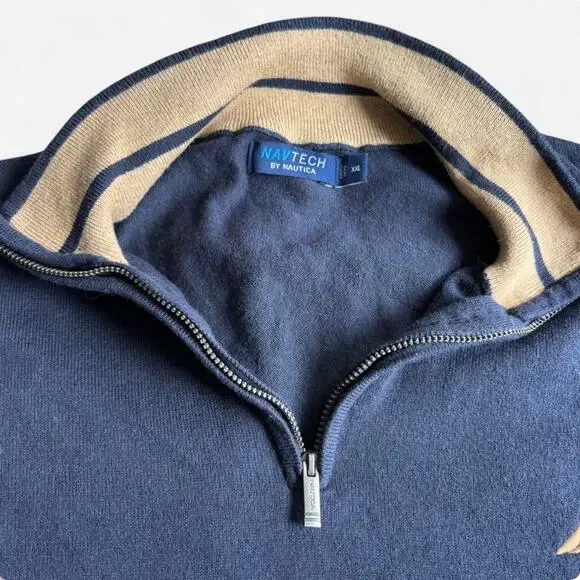 Nautica Navtech Striped Quarter-Zip Sweater XXL - Picture 6 of 7